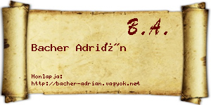 Bacher Adrián névjegykártya